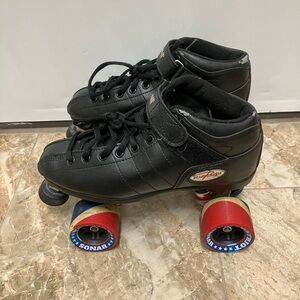 Riedell R3 Cayman Black Roller Skates with Red Accents